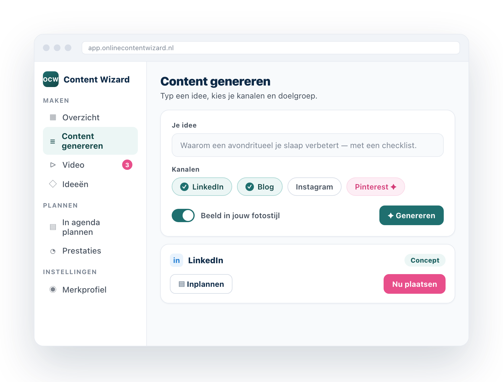 Content genereren per kanaal in jouw merkstem