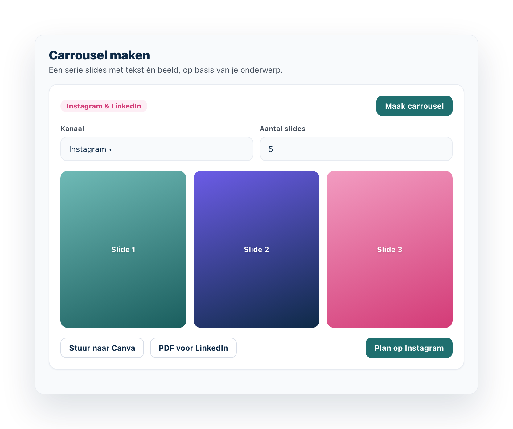Een carrousel maken in de Online Content Wizard