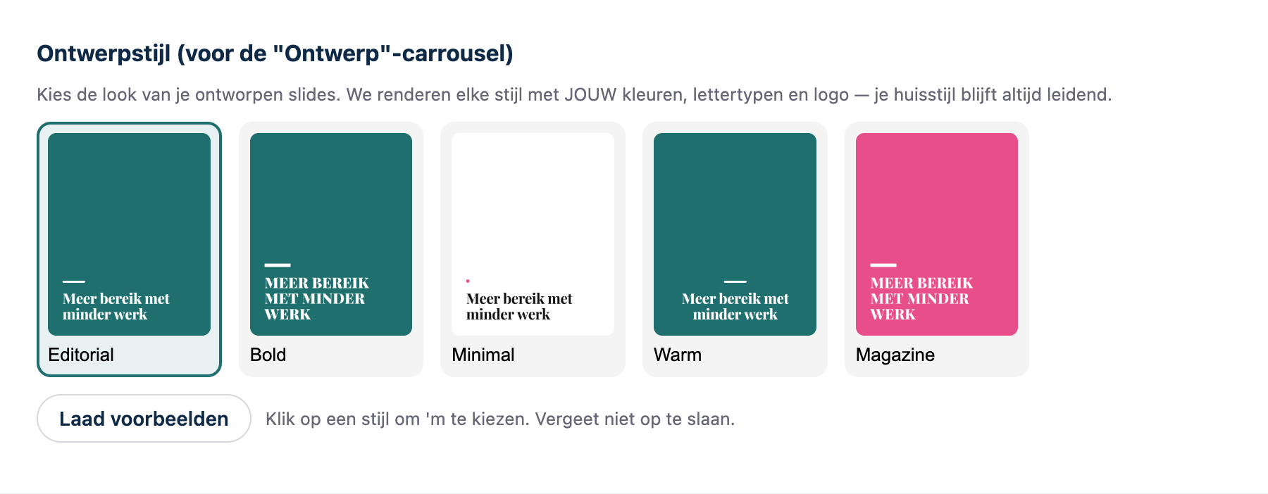 Kies een ontwerpstijl voor je carrousels
