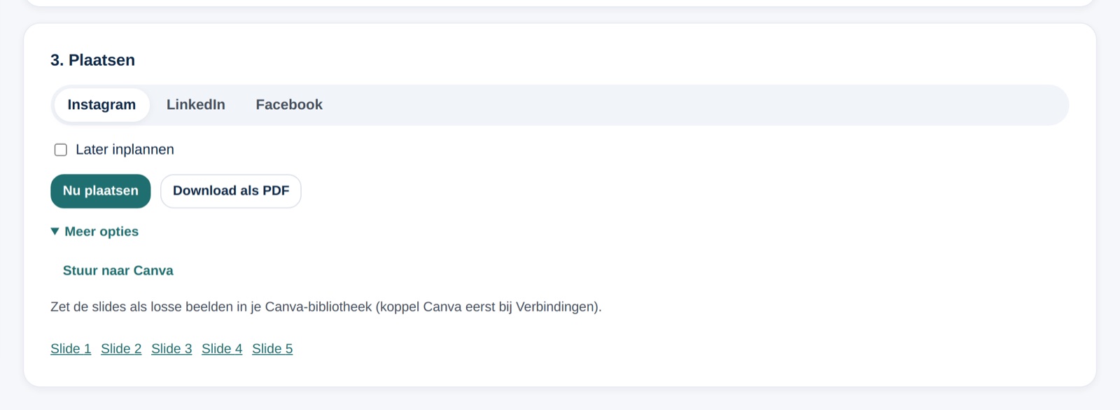Carrousel-slides naar Canva sturen vanuit de Online Content Wizard