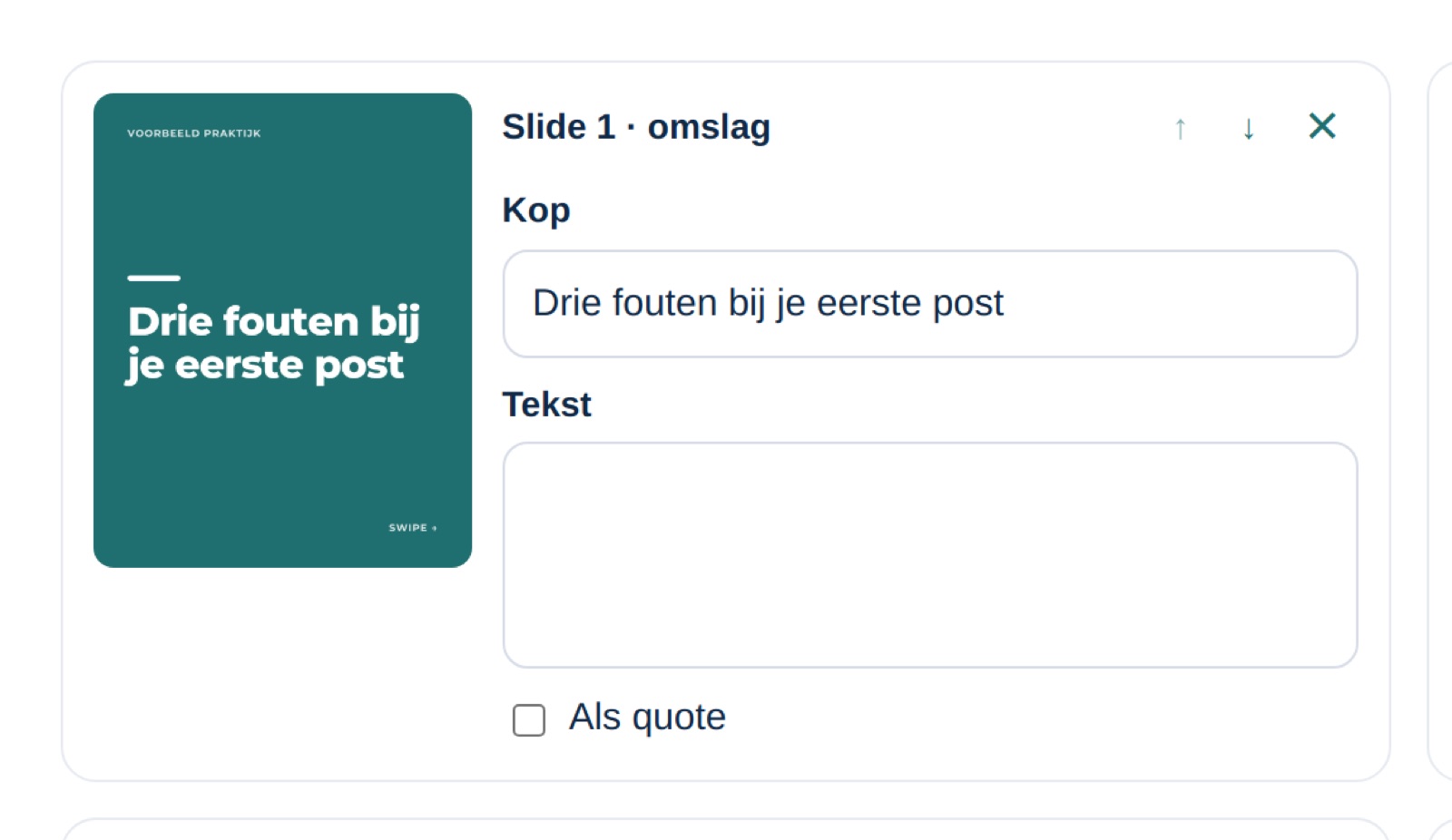 Een ontwerp-carrousel met slides in de eigen huisstijl, klaar om te bewerken