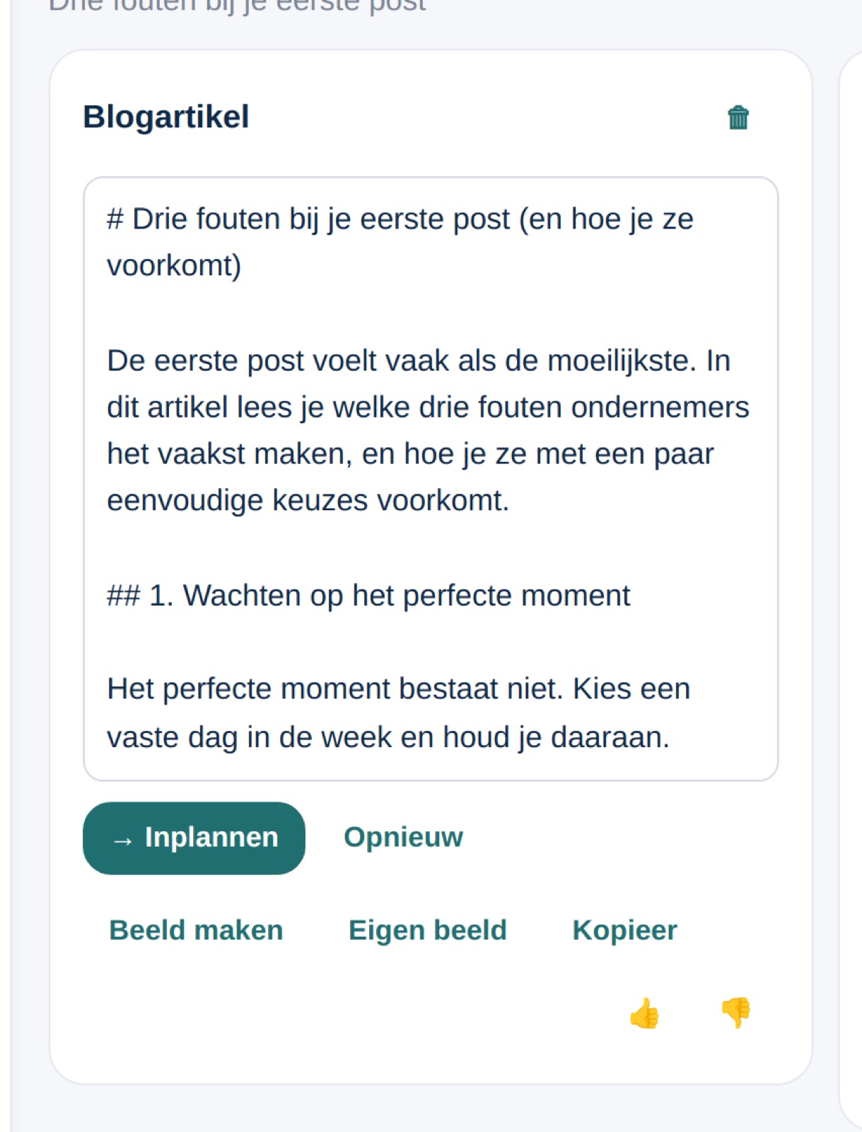 Blogartikel als concept naar WordPress sturen